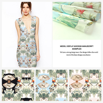 New Trend Bird-Pattern Printed Polyester Dress Garment Fabric